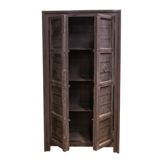 Image 1 of Indian tall cabinet with carvings black