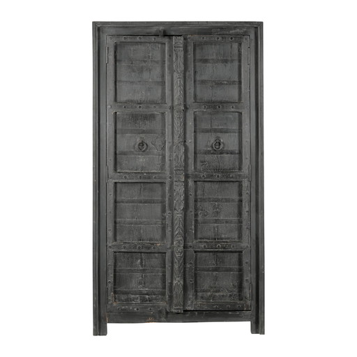 Indian tall cabinet with carvings black