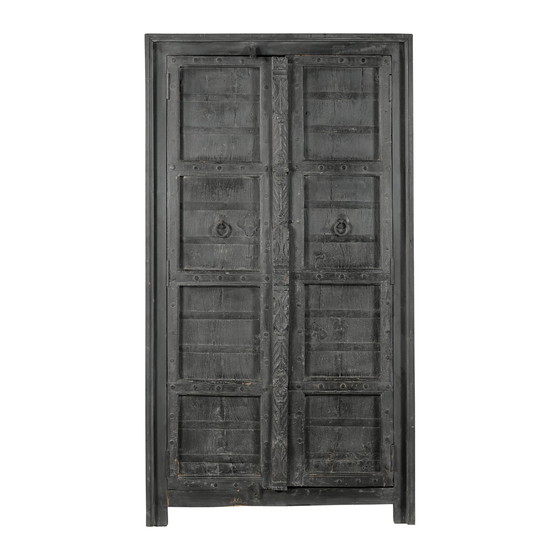 Image 1 of Indian tall cabinet with carvings black