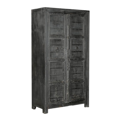 Indian tall cabinet with carvings black