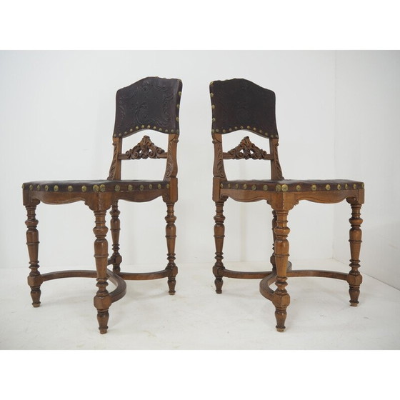Image 1 of Pair of vintage chairs in embossed leather