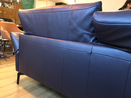 Image 1 of Divano a 3 posti in pelle di lusso blu scuro