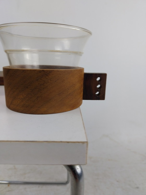 Image 1 of 1x Set di bicchieri da tè Schott in supporto in teak, anni '60