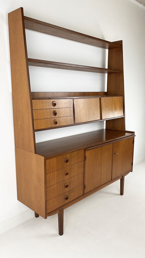 Image 1 of Teak Veneer Swedish Bookcase Sideboard