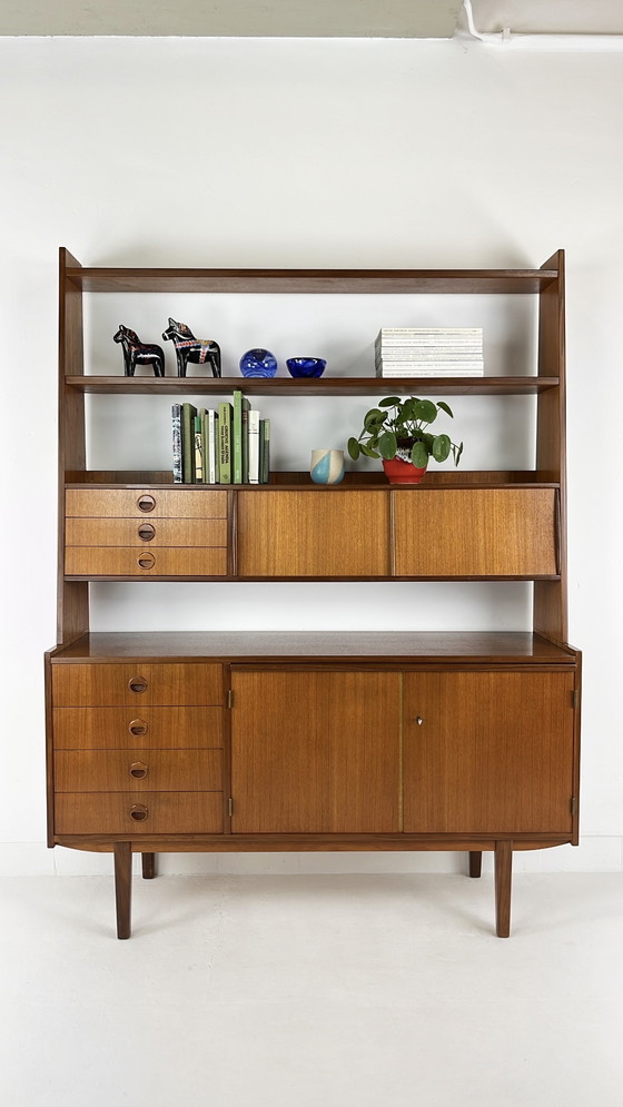 Image 1 of Teak Veneer Swedish Bookcase Sideboard