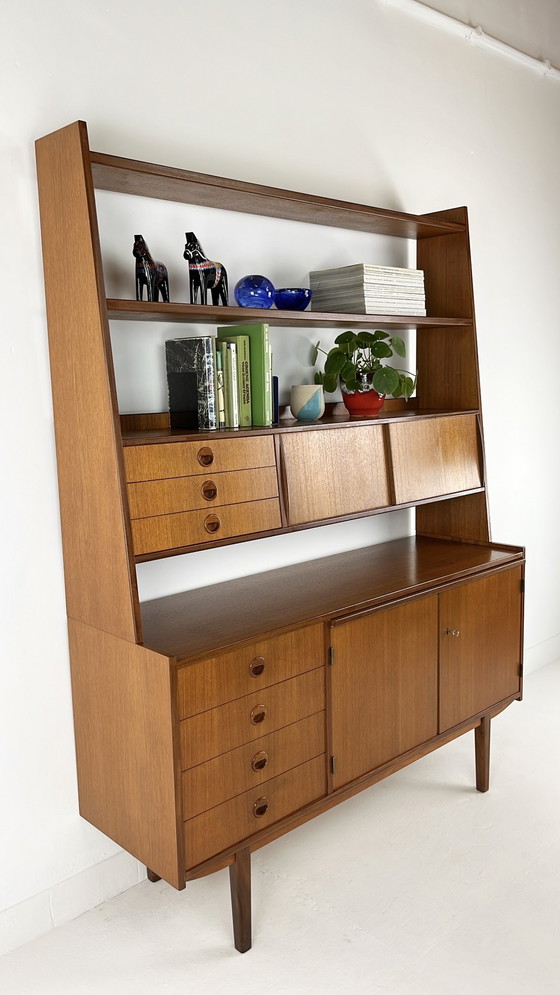 Image 1 of Teak Veneer Swedish Bookcase Sideboard