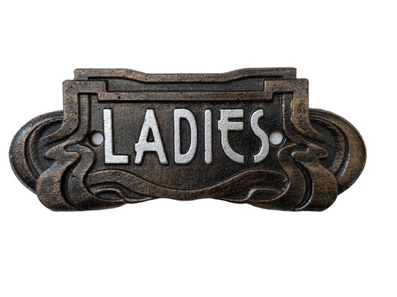 Image 1 of Set Of 3 Cast Iron Toilet Signs - Art Nouveau Style