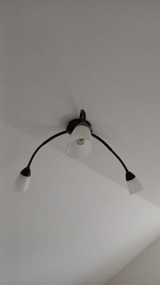 3-Arm Ceiling Lamp Black White Calyces