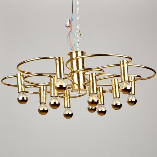 Vintage brass chandelier by Hans Wilfried Hegger for Cosack, 1970