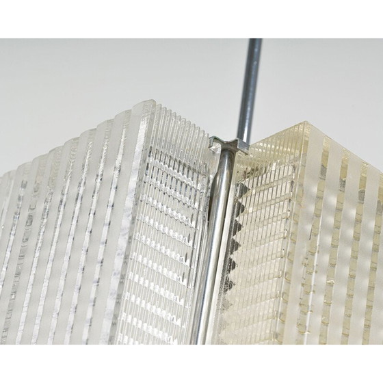 Image 1 of Vintage Glass and chrome ceiling lamp from Napako 1970s