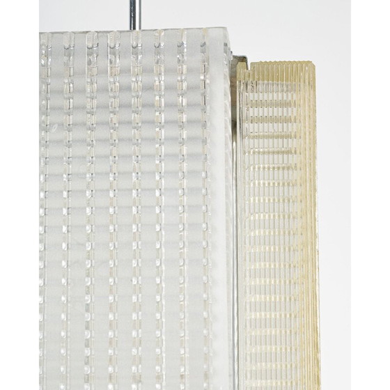 Image 1 of Vintage Glass and chrome ceiling lamp from Napako 1970s