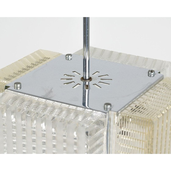 Image 1 of Vintage Glass and chrome ceiling lamp from Napako 1970s