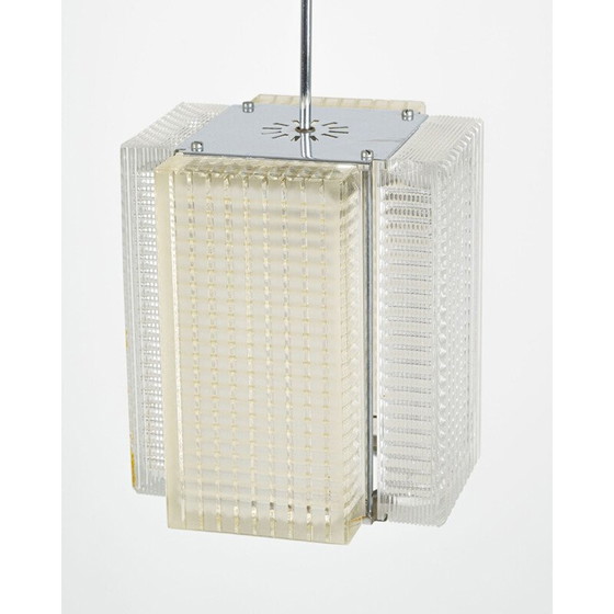 Image 1 of Vintage Glass and chrome ceiling lamp from Napako 1970s