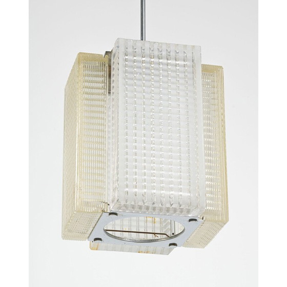 Image 1 of Vintage Glass and chrome ceiling lamp from Napako 1970s