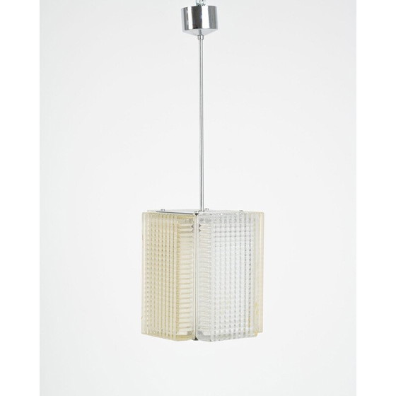 Image 1 of Vintage Glass and chrome ceiling lamp from Napako 1970s