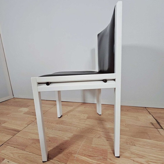 Image 1 of Coppia di sedie vintage modello Chair 300 in legno laccato e pelle marrone di Joe Colombo per Pozzi, 1965