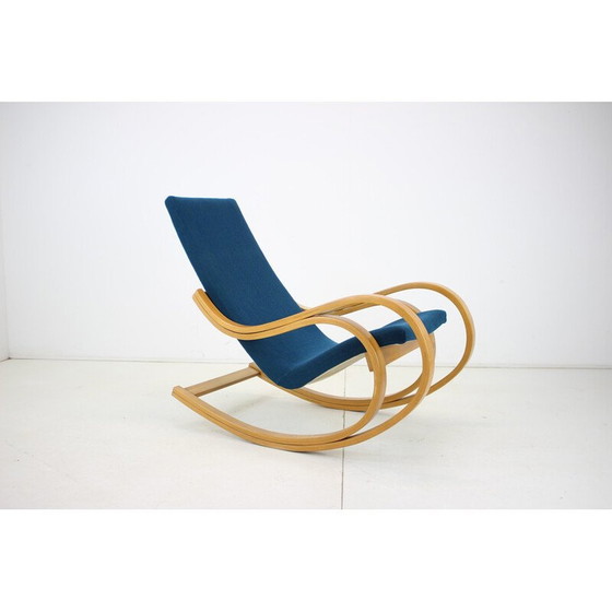 Image 1 of Vintage rocking chair in fabric and wood, Czechoslovakia 1970