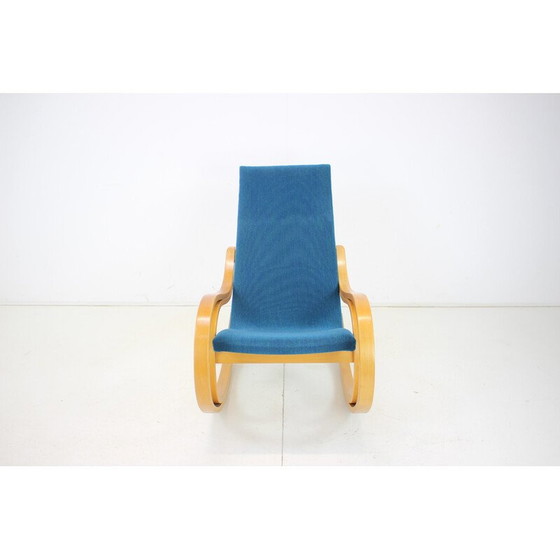 Image 1 of Vintage rocking chair in fabric and wood, Czechoslovakia 1970