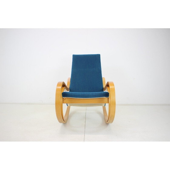 Image 1 of Vintage rocking chair in fabric and wood, Czechoslovakia 1970