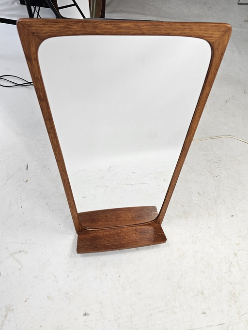 Teak wooden mirror Danish with shelf