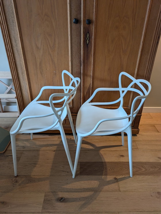 Image 1 of 2x Kartell Masters Chairs, White