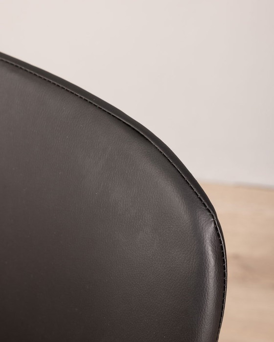 Image 1 of Set of 4 Vintage Italian Chairs in Black Leather, 1970s