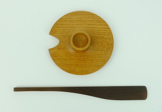 Image 1 of very rare danish modern serving set laurids lonborg ceramic and wood 1960s