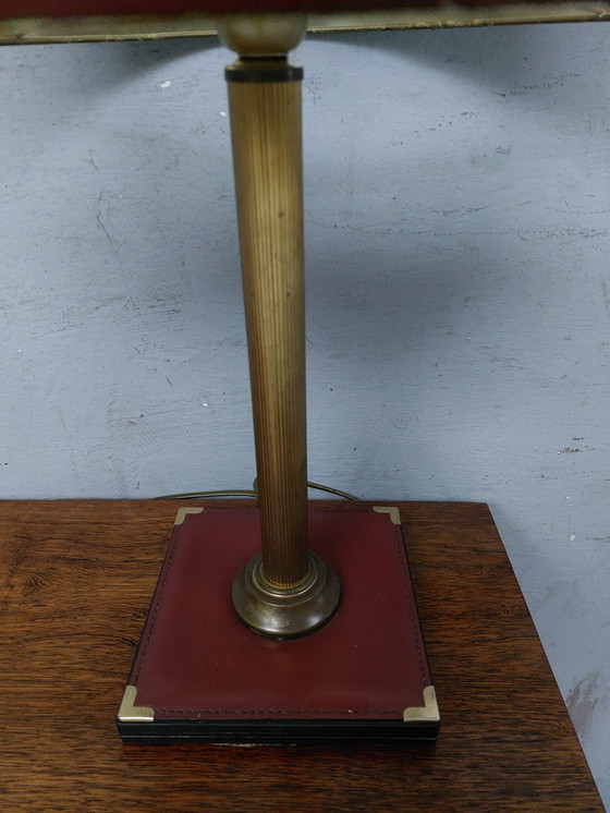 Image 1 of Stich Red Leather desk lamp from the 60s