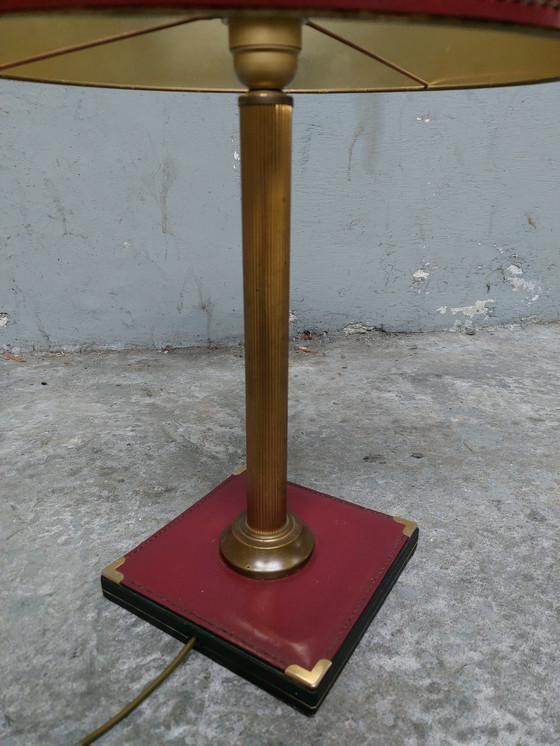 Image 1 of Stich Red Leather desk lamp from the 60s