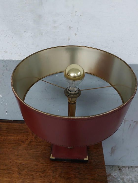 Image 1 of Stich Red Leather desk lamp from the 60s