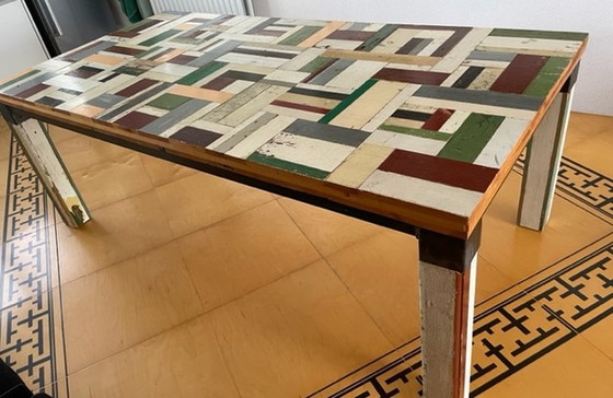 Image 1 of design table of scrap wood style Piet Hein Eek 200x100 cm