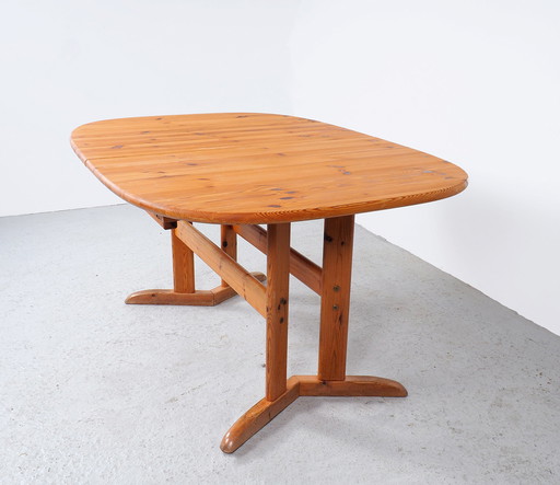 Grande table de salle à manger ovale extensible, Danemark, années 1980