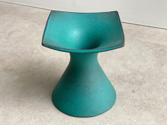 Image 1 of Vaso olandese in ceramica turchese Cor Unum, anni '70