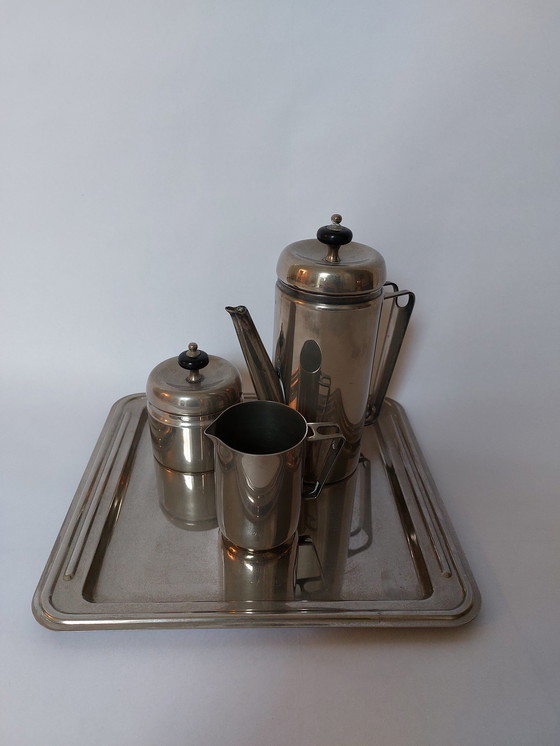 Image 1 of Service à café antique art déco plaqué argent, années 1930