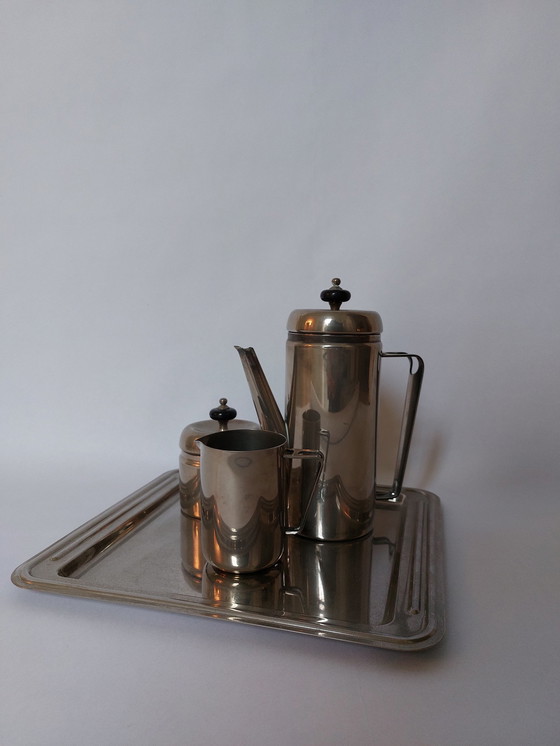 Image 1 of Service à café antique art déco plaqué argent, années 1930