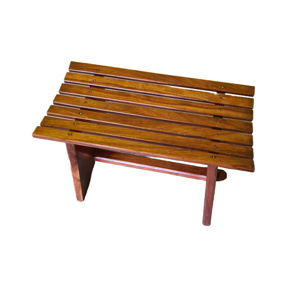 Image 1 of Teak designer slatted bench, 1970s