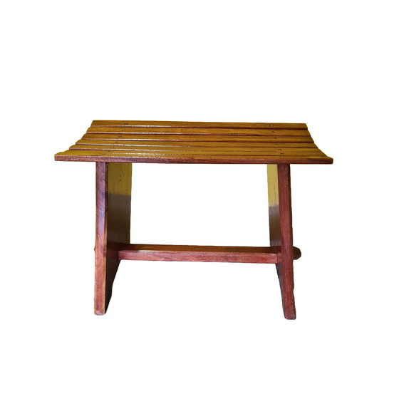 Image 1 of Teak designer slatted bench, 1970s