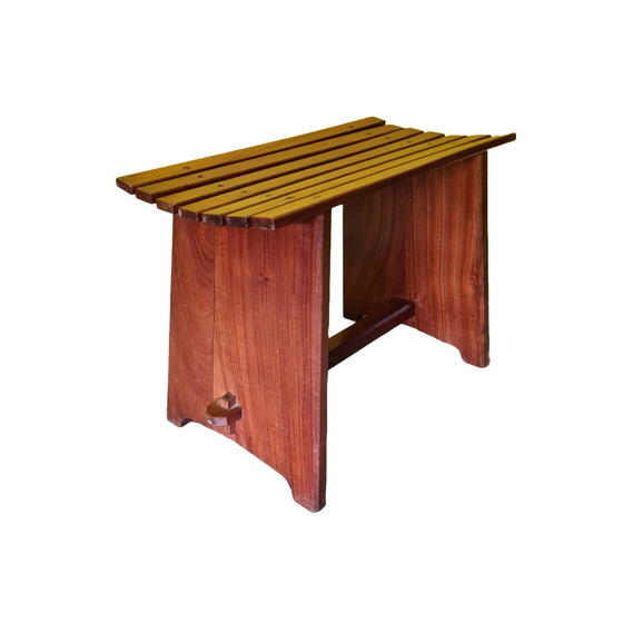 Image 1 of Teak designer slatted bench, 1970s