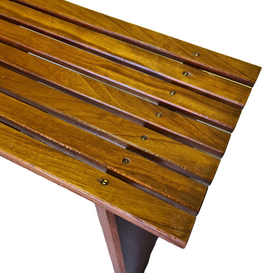 Image 1 of Teak designer slatted bench, 1970s