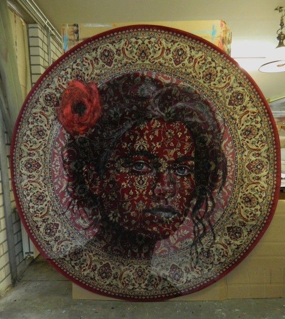 Image 1 of Jacqueline Klein Breteler- Rosa, Portrait Painting On A Carpet.