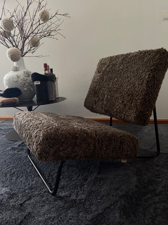 Image 1 of Richard Lampert sheepskin brown lounge chair