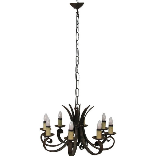 Mid century wrought iron chandelier, 1940s
