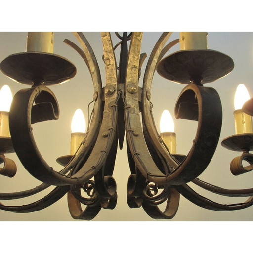 Mid century wrought iron chandelier, 1940s