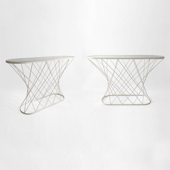 Image 1 of Vintage white twisted console table by Isamu Noguchi Style USA 1980s