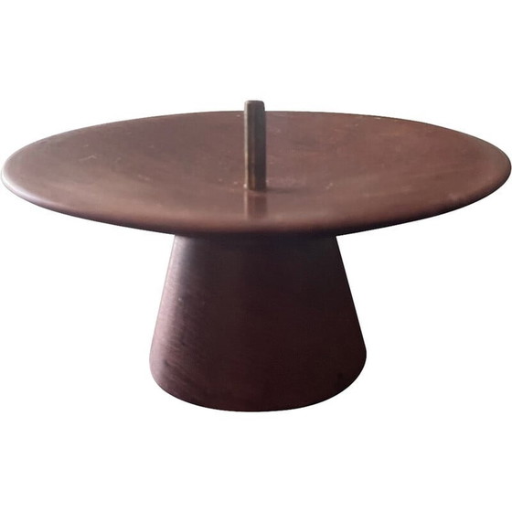 Image 1 of Scandinavian vintage teak and brass candlestick, 1960