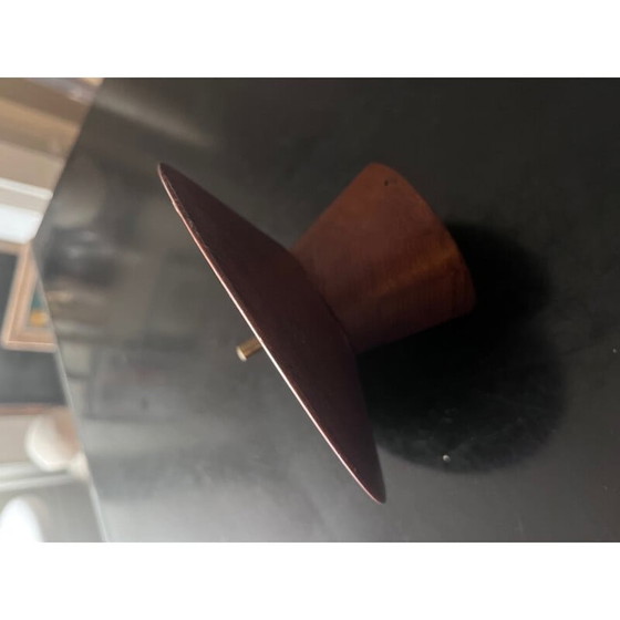 Image 1 of Scandinavian vintage teak and brass candlestick, 1960
