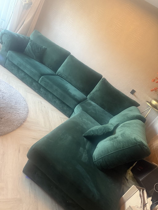 Ko'Ex Velour Dark Green Corner Sofa