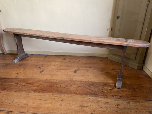 Long Bench Church Pew French Antique 195 Cm.