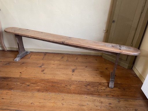 Long Bench Church Pew French Antique 195 Cm.