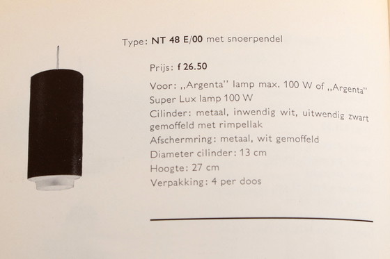 Image 1 of Philips Set of 2 hanging lamps Model Nt 48 design by Argenta, 1960